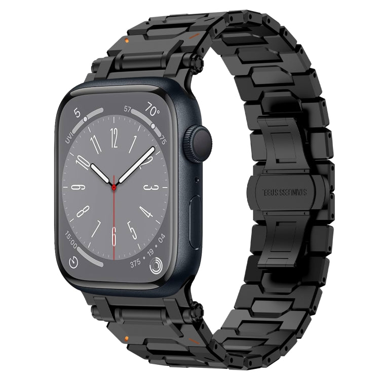 For Apple Watch Series 8 45mm Pathfinder Stainless Steel Metal Watch Band(Black) by bashfashion