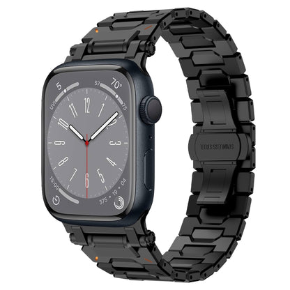 For Apple Watch Series 8 45mm Pathfinder Stainless Steel Metal Watch Band(Black) by bashfashion