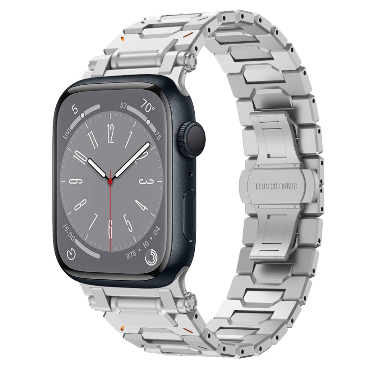 For Apple Watch Series 8 45mm Pathfinder Stainless Steel Metal Watch Band(Silver) by bashfashion