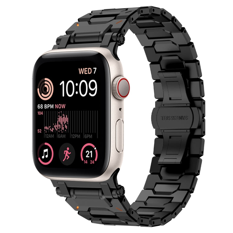 For Apple Watch SE 2022 44mm Pathfinder Stainless Steel Metal Watch Band(Black) by bashfashion