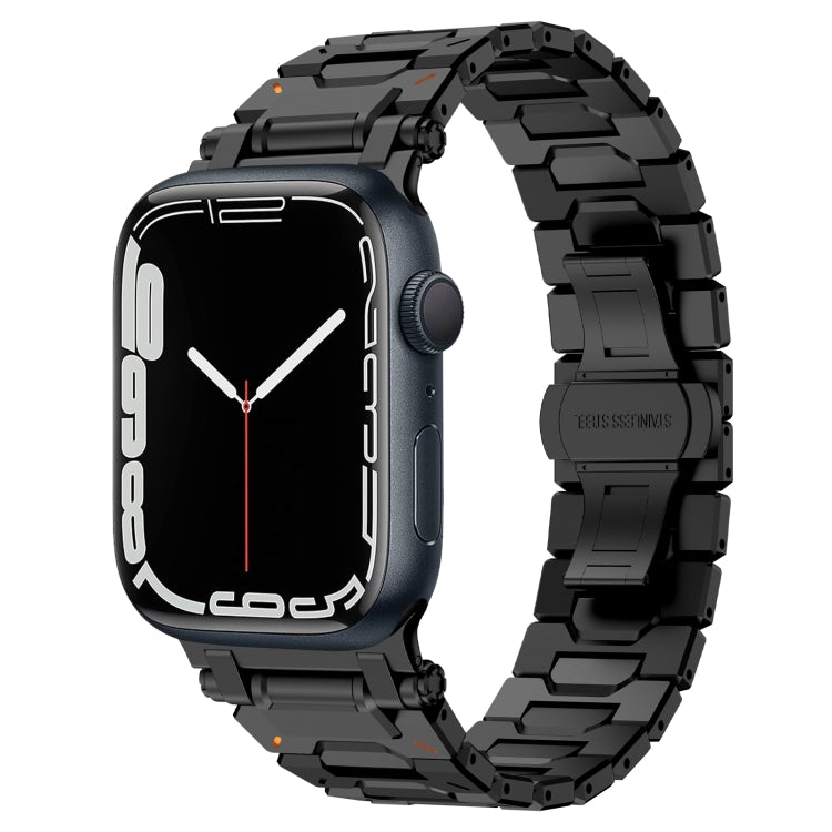 For Apple Watch Series 7 45mm Pathfinder Stainless Steel Metal Watch Band(Black) by bashfashion
