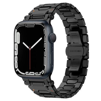 For Apple Watch Series 7 45mm Pathfinder Stainless Steel Metal Watch Band(Black) by bashfashion