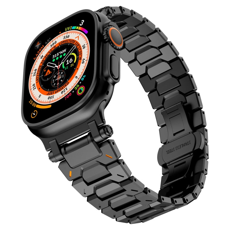 For Apple Watch Series 7 45mm Pathfinder Stainless Steel Metal Watch Band(Black) by bashfashion