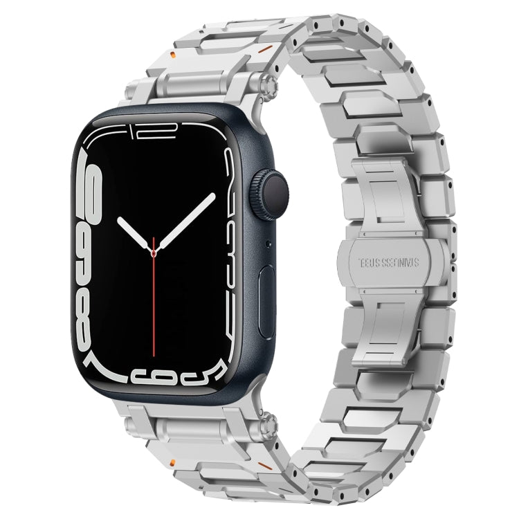 For Apple Watch Series 7 45mm Pathfinder Stainless Steel Metal Watch Band(Silver) by bashfashion