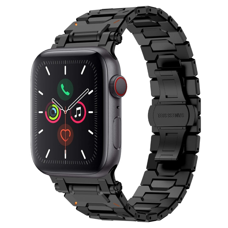 For Apple Watch Series 5 44mm Pathfinder Stainless Steel Metal Watch Band(Black) by bashfashion