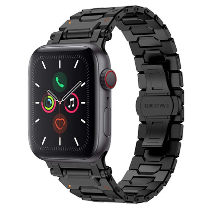 For Apple Watch Series 4 44mm Pathfinder Stainless Steel Metal Watch Band(Black) by bashfashion