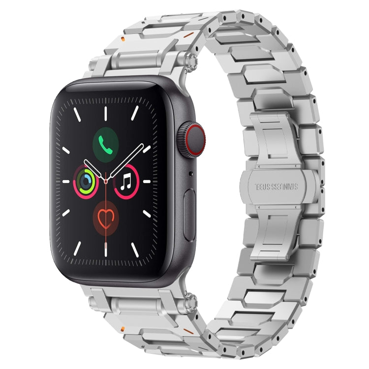 For Apple Watch Series 4 44mm Pathfinder Stainless Steel Metal Watch Band(Silver) by bashfashion