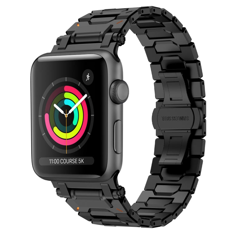 For Apple Watch Series 3 42mm Pathfinder Stainless Steel Metal Watch Band(Black) by bashfashion