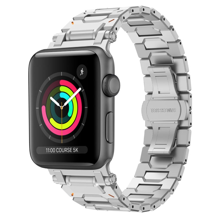 For Apple Watch Series 3 42mm Pathfinder Stainless Steel Metal Watch Band(Silver) by bashfashion