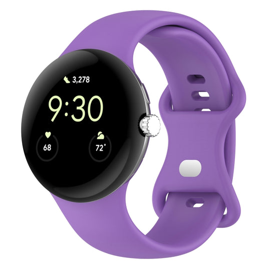 For Google Pixel Watch 3 45mm Solid Color Butterfly Buckle Silicone Watch Band, Size: S(Purple) by bashfashion