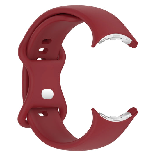 For Google Pixel Watch 3 45mm Solid Color Butterfly Buckle Silicone Watch Band, Size: S(Red) by bashfashion