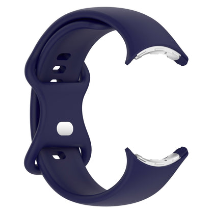 For Google Pixel Watch 3 45mm Solid Color Butterfly Buckle Silicone Watch Band, Size: S(Dark Blue) by bashfashion