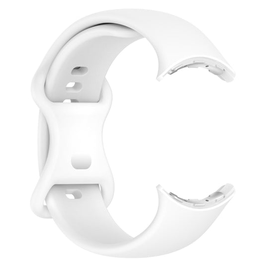 For Google Pixel Watch 3 45mm Solid Color Butterfly Buckle Silicone Watch Band, Size: S(White) by bashfashion