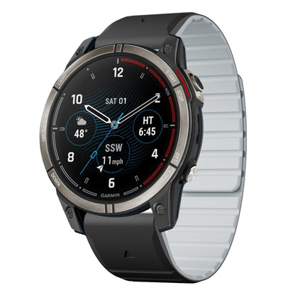 For Garmin Quatix 7 Pro Dual Color Magnetic Quick Release 22mm Silicone Watch Band(Black+Gray) by bashfashion