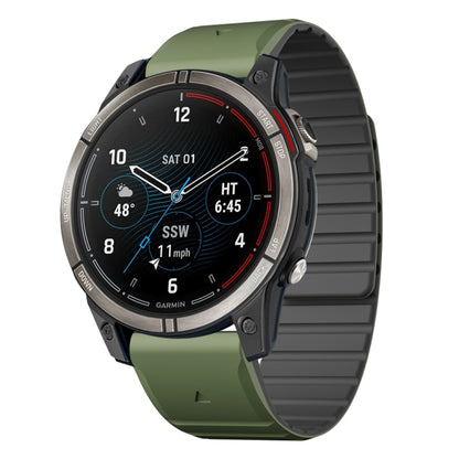 For Garmin Quatix 7 Pro Dual Color Magnetic Quick Release 22mm Silicone Watch Band(Green+Black) by bashfashion