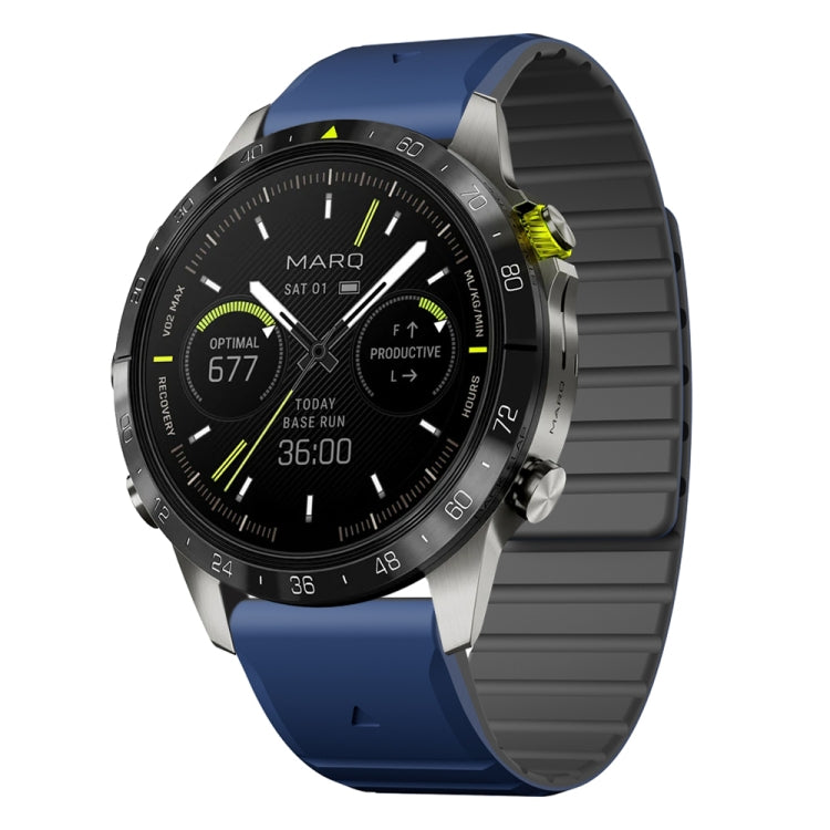 For Garmin MARQ Gen 2 Dual Color Magnetic Quick Release 22mm Silicone Watch Band(Dark Blue+Black) by bashfashion
