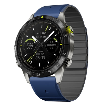 For Garmin MARQ Gen 2 Dual Color Magnetic Quick Release 22mm Silicone Watch Band(Dark Blue+Black) by bashfashion