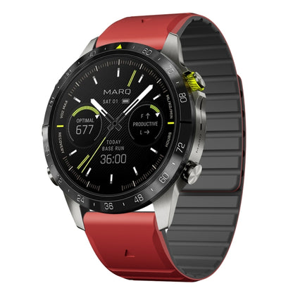 For Garmin MARQ Gen 2 Dual Color Magnetic Quick Release 22mm Silicone Watch Band(Red+Black) by bashfashion