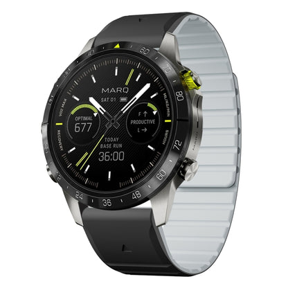 For Garmin MARQ Gen 2 Dual Color Magnetic Quick Release 22mm Silicone Watch Band(Black+Gray) by bashfashion