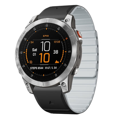 For Garmin EPIX Gen 2 / EPIX Pro Gen 2 Dual Color Magnetic Quick Release 22mm Silicone Watch Band(Black+Gray) by bashfashion