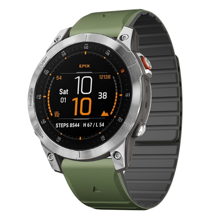 For Garmin EPIX Gen 2 / EPIX Pro Gen 2 Dual Color Magnetic Quick Release 22mm Silicone Watch Band(Green+Black) by bashfashion