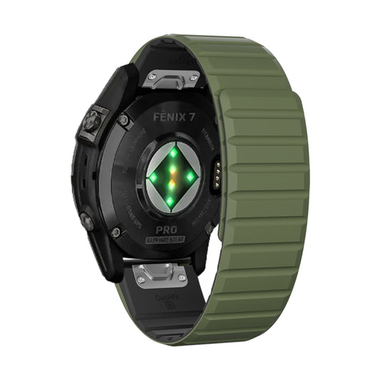 For Garmin EPIX Gen 2 / EPIX Pro Gen 2 Dual Color Magnetic Quick Release 22mm Silicone Watch Band(Green+Black) by bashfashion