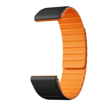 For Garmin Descent G1 Dual Color Magnetic Quick Release 22mm Silicone Watch Band(Black+Orange) by bashfashion