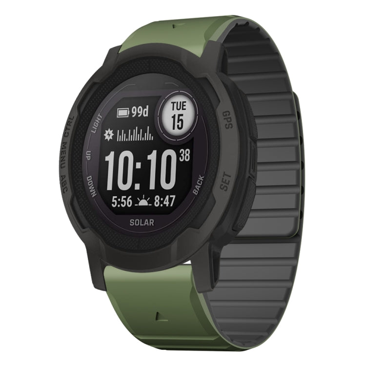 For Garmin Instinct 2 / Instinct Dual Color Magnetic Quick Release 22mm Silicone Watch Band(Green+Black) by bashfashion