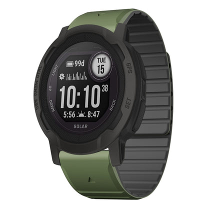 For Garmin Instinct 2 / Instinct Dual Color Magnetic Quick Release 22mm Silicone Watch Band(Green+Black) by bashfashion