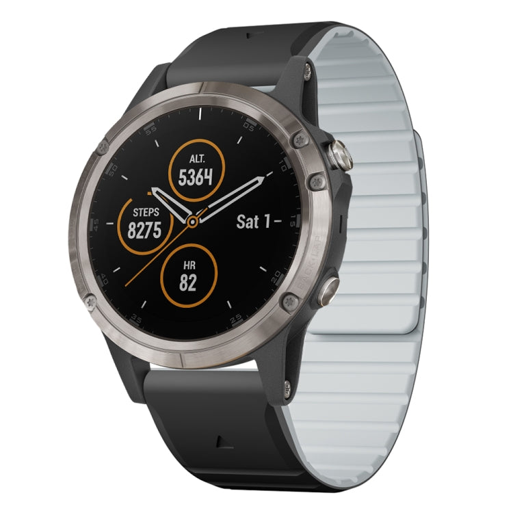 For Garmin Fenix 5 / Fenix 5 Plus Dual Color Magnetic Quick Release 22mm Silicone Watch Band(Black+Gray) by bashfashion