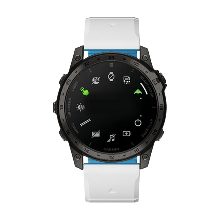 For Garmin Fenix 6 / Fenix 6 Pro Dual Color Magnetic Quick Release 22mm Silicone Watch Band(White+Sky Blue) by bashfashion