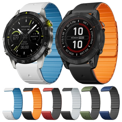 For Garmin Fenix 5 / Fenix 5 Plus Dual Color Magnetic Quick Release 22mm Silicone Watch Band(Black+Orange) by bashfashion