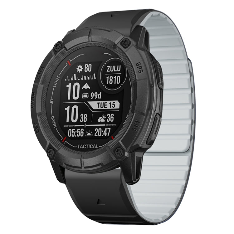 For Garmin Instinct 2X Dual Color Magnetic Quick Release 26mm Silicone Watch Band(Black+Gray) by bashfashion