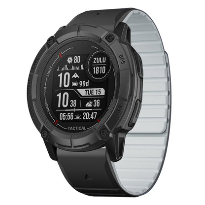 For Garmin Instinct 2X Dual Color Magnetic Quick Release 26mm Silicone Watch Band(Black+Gray) by bashfashion