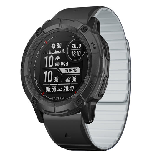 For Garmin Instinct 2X Dual Color Magnetic Quick Release 26mm Silicone Watch Band(Black+Gray) by bashfashion