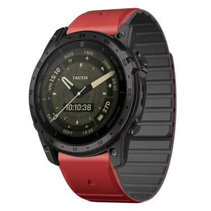 For Garmin Tactix 7 / Tactix DELTA Dual Color Magnetic Quick Release 26mm Silicone Watch Band(Red+Black) by bashfashion
