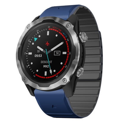 For Garmin Descent MK1 / MK2 / MK2i Dual Color Magnetic Quick Release 26mm Silicone Watch Band(Dark Blue+Black) by bashfashion