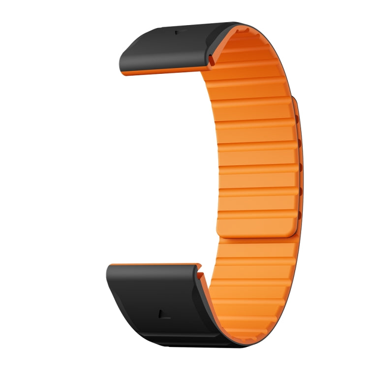 For Garmin Descent MK1 / MK2 / MK2i Dual Color Magnetic Quick Release 26mm Silicone Watch Band(Black+Orange) by bashfashion