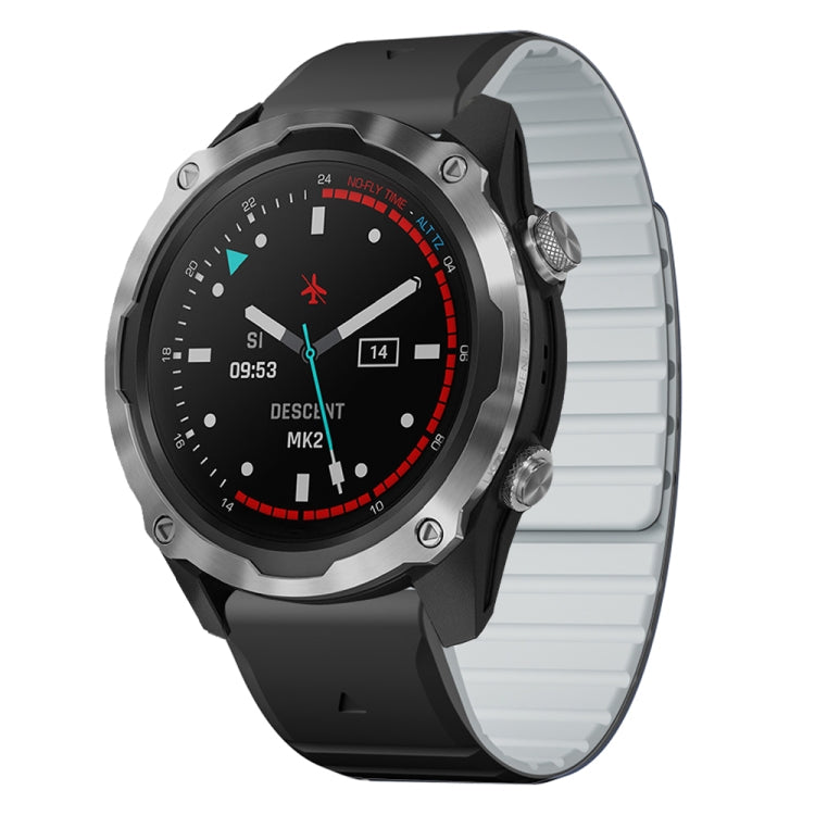For Garmin Descent MK1 / MK2 / MK2i Dual Color Magnetic Quick Release 26mm Silicone Watch Band(Black+Gray) by bashfashion