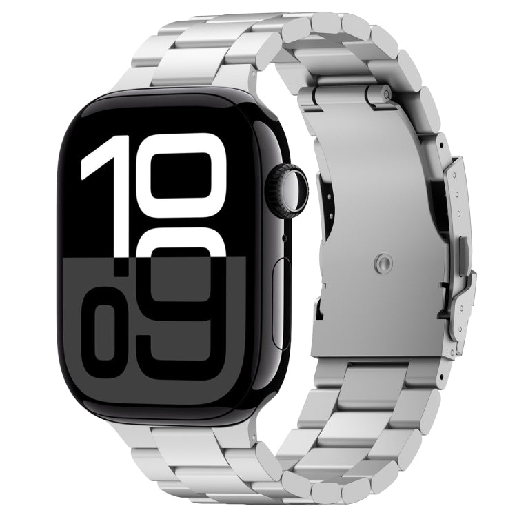 For Apple Watch Series 10 46mm Three Beads Titanium Alloy Metal Watch Band(Silver) by bashfashion