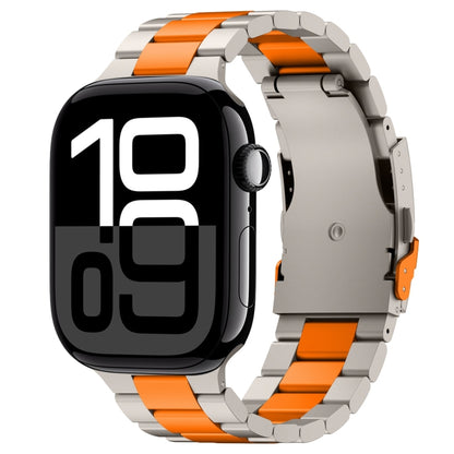 For Apple Watch Series 10 46mm Three Beads Titanium Alloy Metal Watch Band(Titanium Orange) by bashfashion