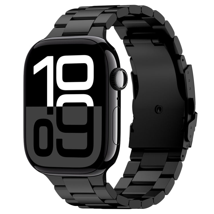 For Apple Watch Series 10 42mm Three Beads Titanium Alloy Metal Watch Band(Black) by bashfashion