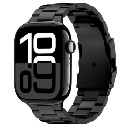 For Apple Watch Series 10 42mm Three Beads Titanium Alloy Metal Watch Band(Black) by bashfashion