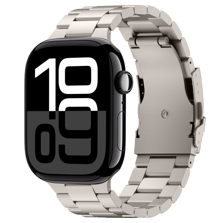 For Apple Watch Series 10 42mm Three Beads Titanium Alloy Metal Watch Band(Titanium Color) by bashfashion