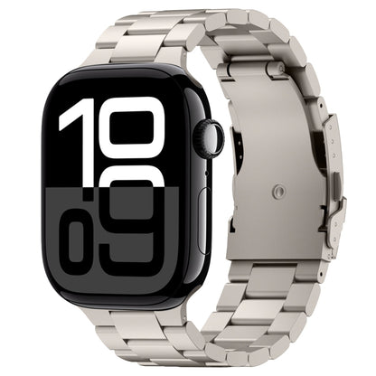 For Apple Watch Series 10 42mm Three Beads Titanium Alloy Metal Watch Band(Titanium Color) by bashfashion