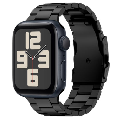For Apple Watch SE 2023 44mm Three Beads Titanium Alloy Metal Watch Band(Black) by bashfashion