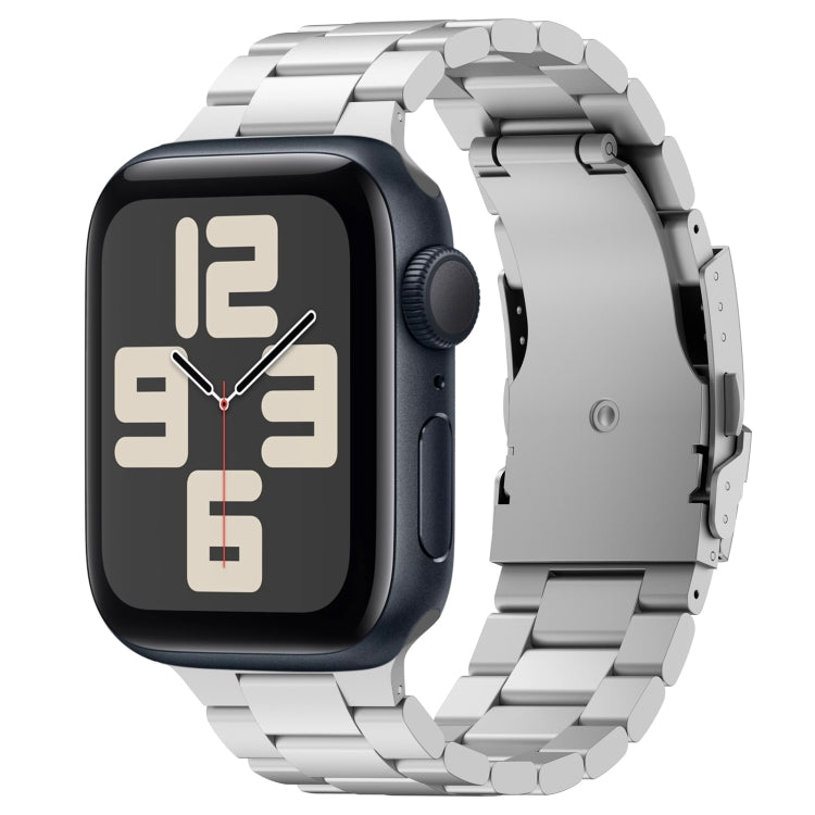 For Apple Watch SE 2023 44mm Three Beads Titanium Alloy Metal Watch Band(Silver) by bashfashion