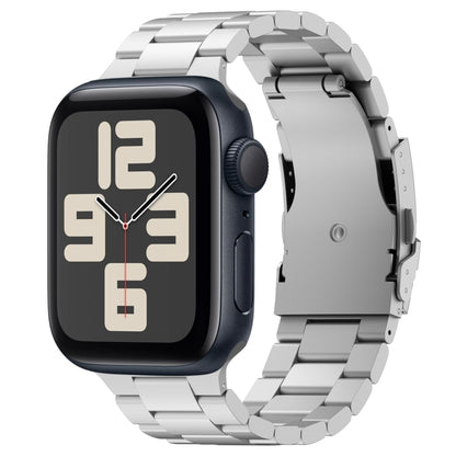 For Apple Watch SE 2023 44mm Three Beads Titanium Alloy Metal Watch Band(Silver) by bashfashion