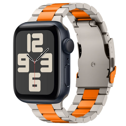 For Apple Watch SE 2023 40mm Three Beads Titanium Alloy Metal Watch Band(Titanium Orange) by bashfashion