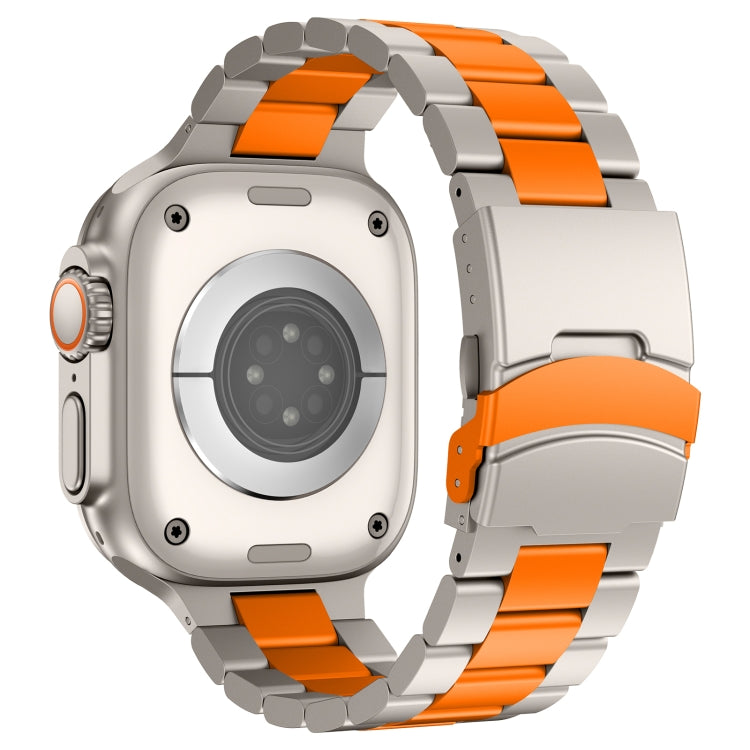 For Apple Watch SE 2023 40mm Three Beads Titanium Alloy Metal Watch Band(Titanium Orange) by bashfashion